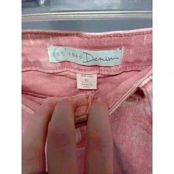 Est. 1946 Denim Skinny Jeans Women's 6 Pink Mid Rise Raw Hem Cotton Blend Pants - Picture 2 of 7